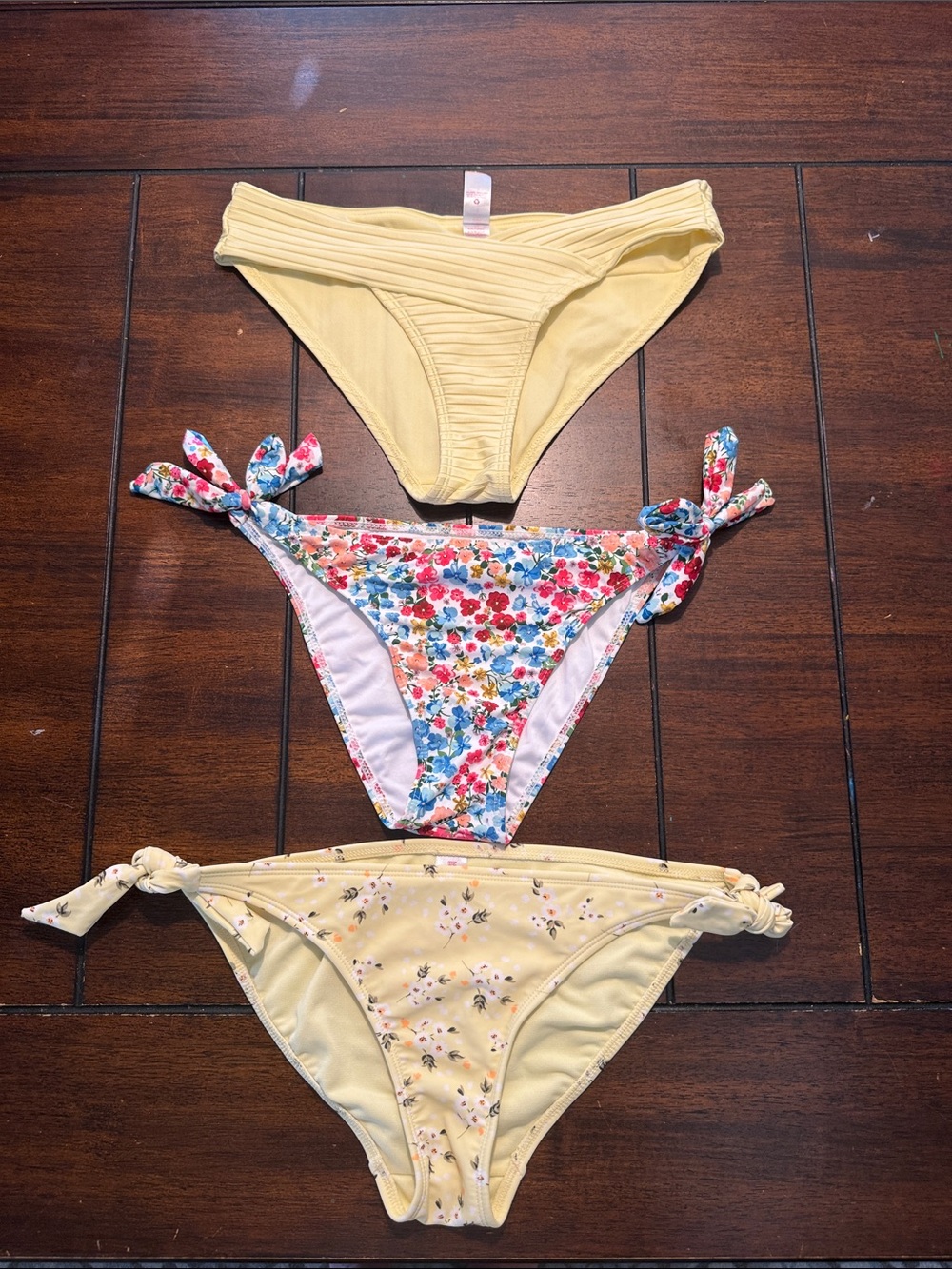 Yellow & Floral Bikini Bottoms Trio